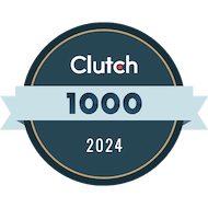 Clutch award for top 1000 companies on Clutch in 2024